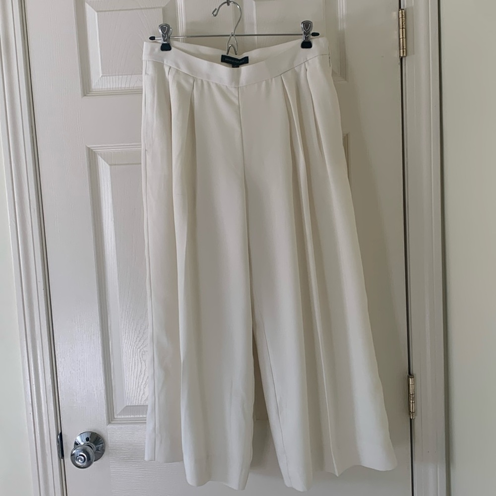 Cream color Banana Republic wide leg trousers